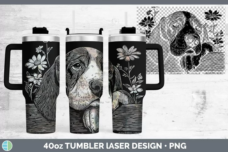 Cottage Dogs Basset Hound Laser 40oz Tumbler Sublimation Tum