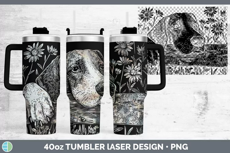 Cottage Dogs Bluetick Coonhound Laser 40oz Tumbler Sublimati