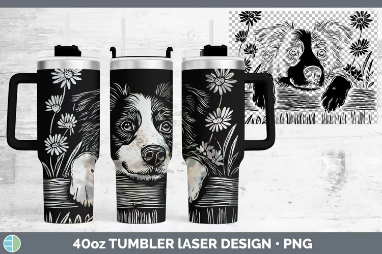 Cottage Dogs Border Collie Laser 40oz Tumbler Sublimation Tu