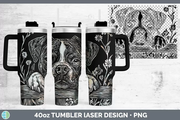 Cottage Dogs Boxer Laser 40oz Tumbler Sublimation Tumbler De
