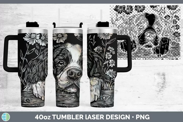 Cottage Dogs Cavalier King Charles Spaniel Laser 40oz Tumble