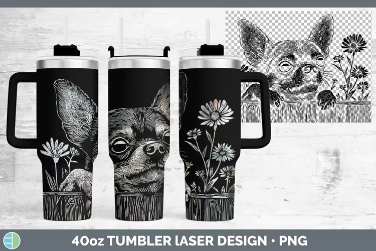 Cottage Dogs Chihuahua Laser 40oz Tumbler Sublimation Tumble