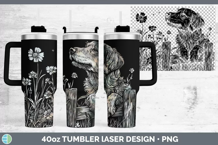 Cottage Dogs Golden Retriever Laser 40oz Tumbler Sublimation