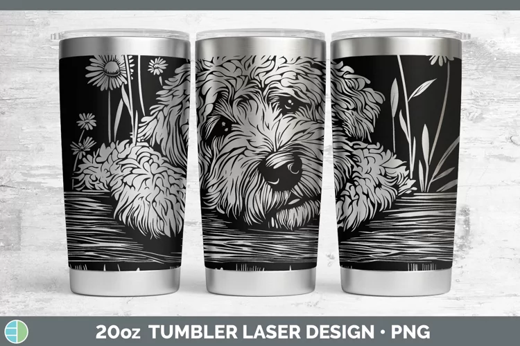 Cottage Dogs Goldendoodle Dog Laser 20oz Tumbler Sublimation