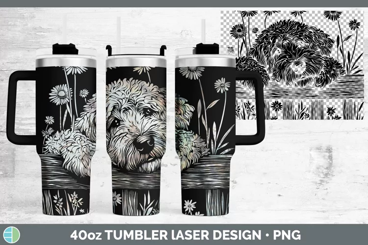Cottage Dogs Goldendoodle Dog Laser 40oz Tumbler Sublimation
