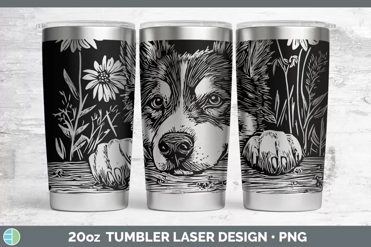 Cottage Dogs Husky Laser 20oz Tumbler Sublimation Tumbler De