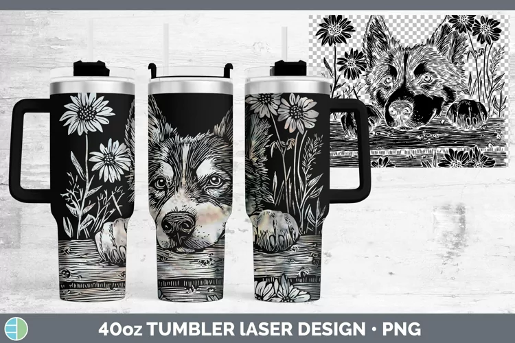Cottage Dogs Husky Laser 40oz Tumbler Sublimation Tumbler De