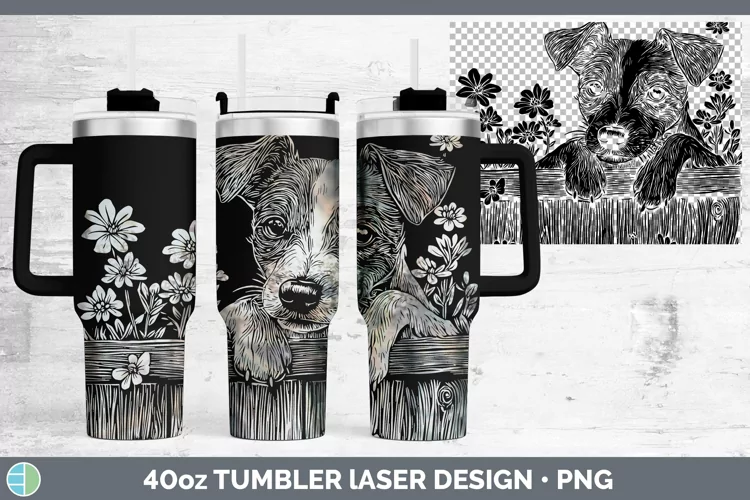 Cottage Dogs Jack Russell Terrier Laser 40oz Tumbler Sublima