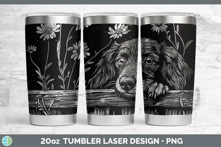 Cottage Dogs Long-haired Dachshund Laser 20oz Tumbler Sublim