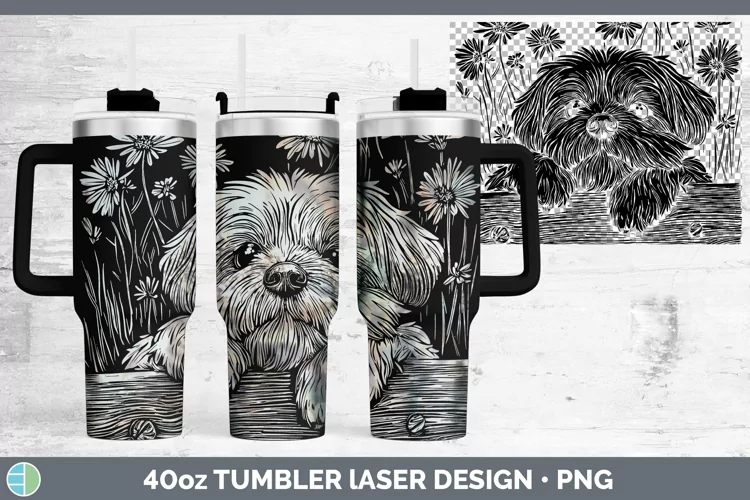 Cottage Dogs Maltese Laser 40oz Tumbler Sublimation Tumbler