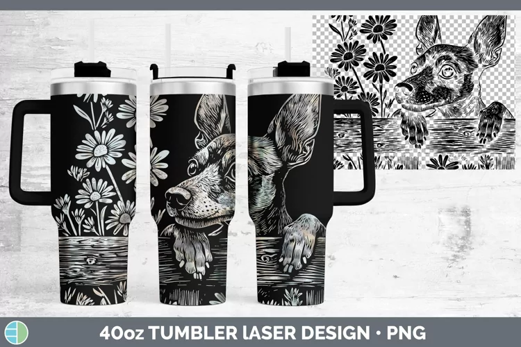 Cottage Dogs Miniature Pinscher Laser 40oz Tumbler Sublimati