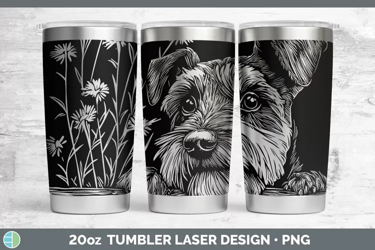 Cottage Dogs Miniature Schnauzer Dog Laser 20oz Tumbler Subl