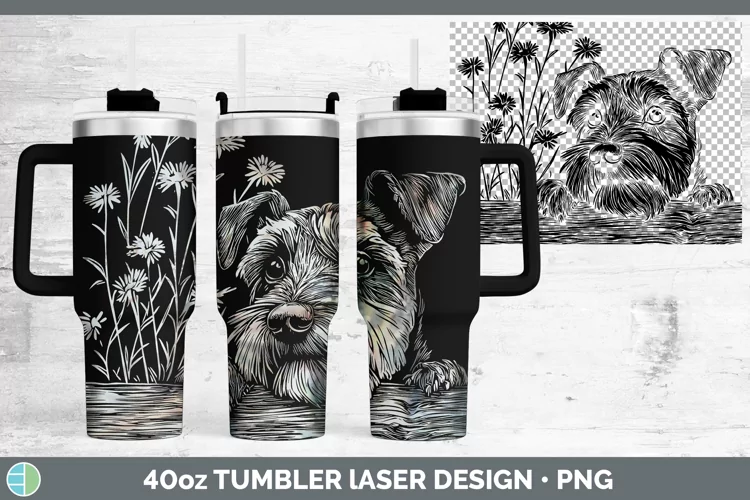 Cottage Dogs Miniature Schnauzer Dog Laser 40oz Tumbler Subl