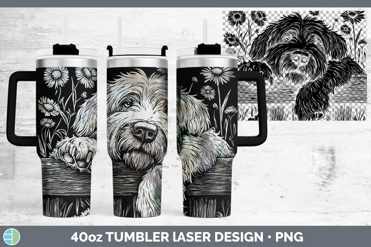 Cottage Dogs Old English Sheepdog Laser 40oz Tumbler Sublima