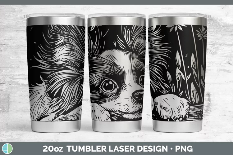 Cottage Dogs Papillon Dog Laser 20oz Tumbler Sublimation Tum