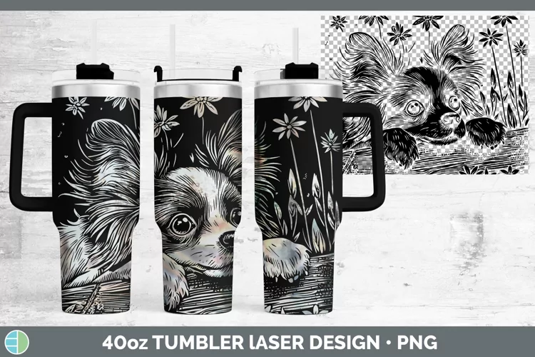 Cottage Dogs Papillon Dog Laser 40oz Tumbler Sublimation Tum