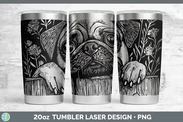 Cottage Dogs Pug Laser 20oz Tumbler Sublimation Tumbler Desi