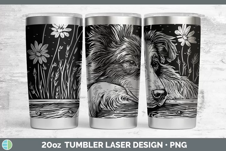 Cottage Dogs Rough Collie Laser 20oz Tumbler Sublimation Tum