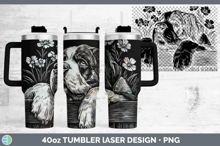 Cottage Dogs Saint Bernard Laser 40oz Tumbler Sublimation Tu