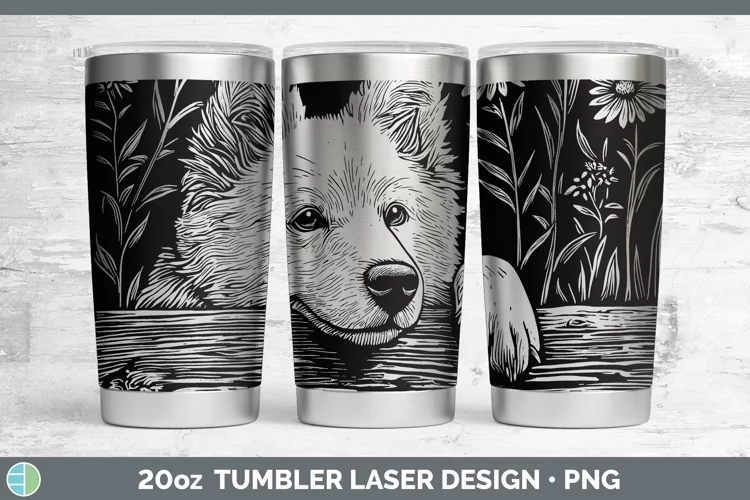 Cottage Dogs Samoyed Dog Laser 20oz Tumbler Sublimation Tumb