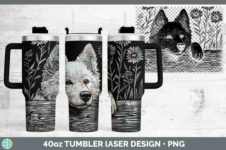 Cottage Dogs Samoyed Dog Laser 40oz Tumbler Sublimation Tumb