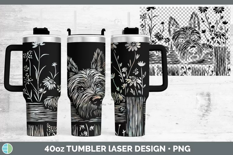Cottage Dogs Scottish Terrier Dog Laser 40oz Tumbler Sublima