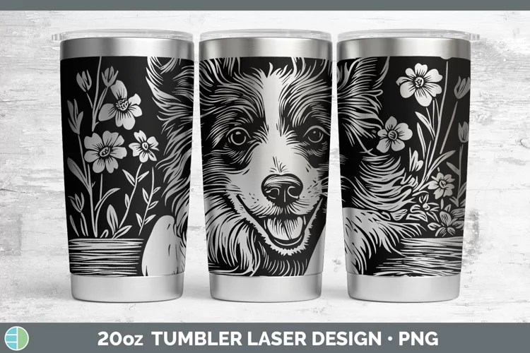 Cottage Dogs Shetland Sheepdog Laser 20oz Tumbler Sublimatio