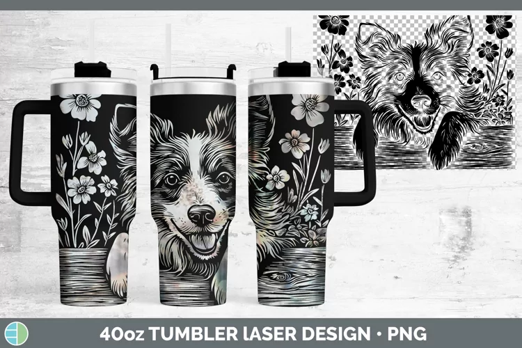 Cottage Dogs Shetland Sheepdog Laser 40oz Tumbler Sublimatio