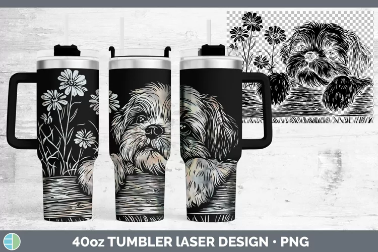 Cottage Dogs Shih Tzu Laser 40oz Tumbler Sublimation Tumbler