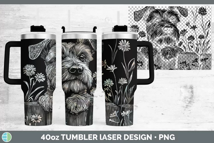 Cottage Dogs Standard Schnauzer Dog Laser 40oz Tumbler Subli