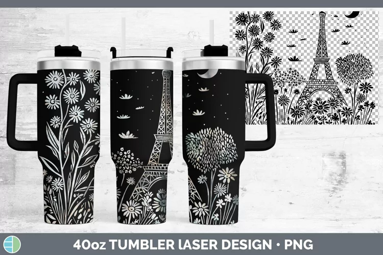 Cottage Eiffel Tower Laser 40oz Tumbler Sublimation Tumbler
