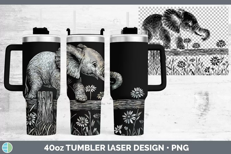 Cottage Elephant Laser 40oz Tumbler Sublimation Tumbler Desi