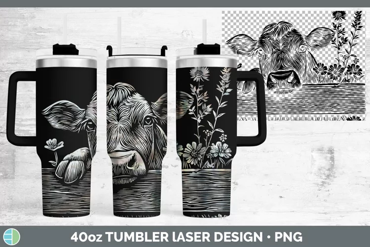Cottage Farm Cow Laser 40oz Tumbler Sublimation Tumbler Desi