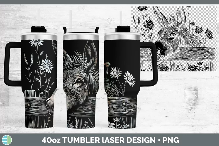 Cottage Farm Donkey Laser 40oz Tumbler Sublimation Tumbler D