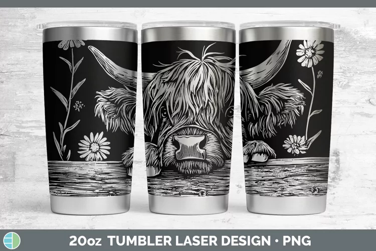 Cottage Farm Highland Cow Laser 20oz Tumbler Sublimation Tum