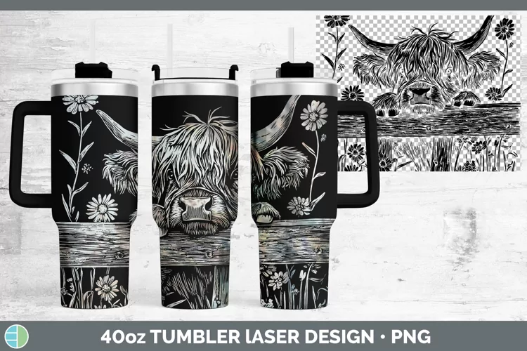 Cottage Farm Highland Cow Laser 40oz Tumbler Sublimation Tum