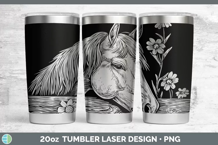 Cottage Farm Horse Laser 20oz Tumbler Sublimation Tumbler De