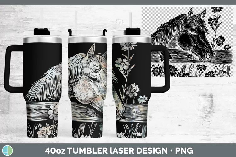 Cottage Farm Horse Laser 40oz Tumbler Sublimation Tumbler De