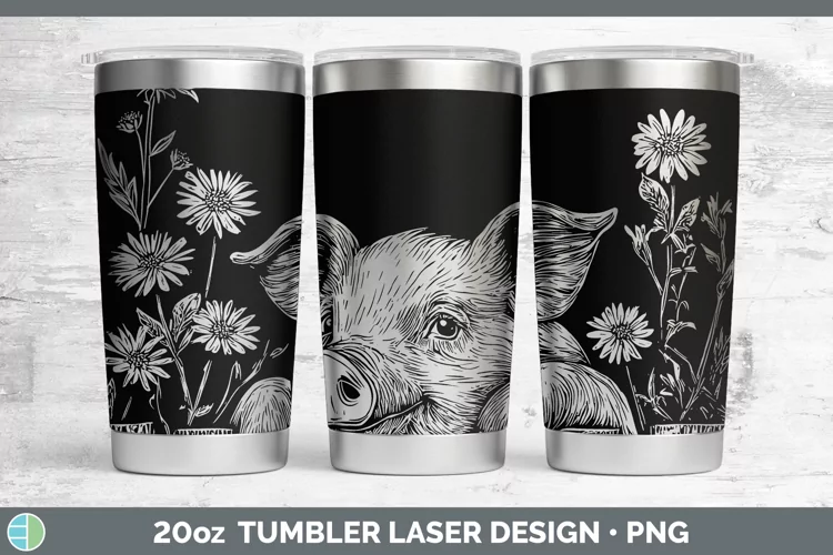 Cottage Farm Pig Laser 20oz Tumbler Sublimation Tumbler Desi