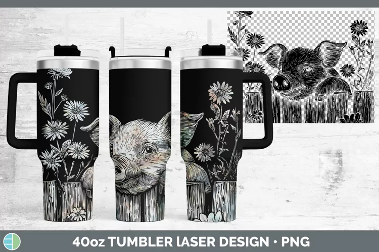 Cottage Farm Pig Laser 40oz Tumbler Sublimation Tumbler Desi
