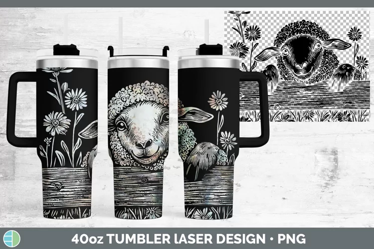 Cottage Farm Sheep Laser 40oz Tumbler Sublimation Tumbler De