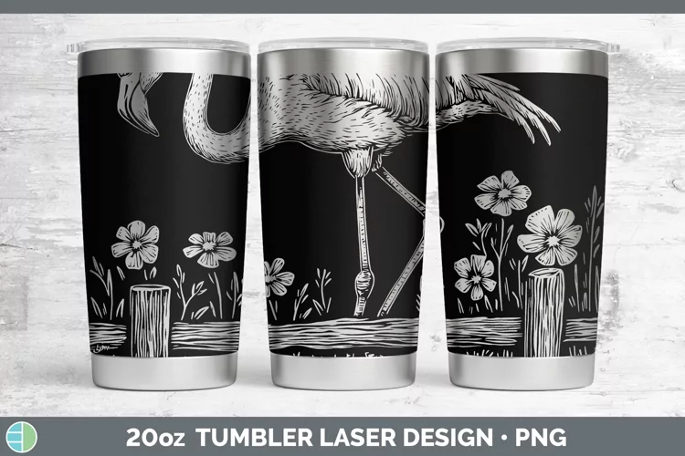 Cottage Flamingo Laser 20oz Tumbler Sublimation Tumbler Desi