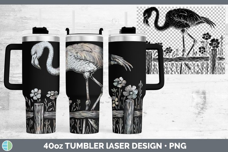 Cottage Flamingo Laser 40oz Tumbler Sublimation Tumbler Desi