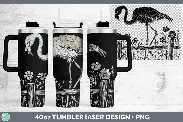 Cottage Flamingo Laser 40oz Tumbler Sublimation Tumbler Desi