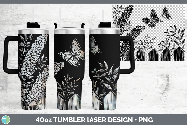 Cottage Flowers Acacia Laser 40oz Tumbler Sublimation Tumble