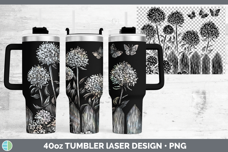 Cottage Flowers Allium Laser 40oz Tumbler Sublimation Tumble