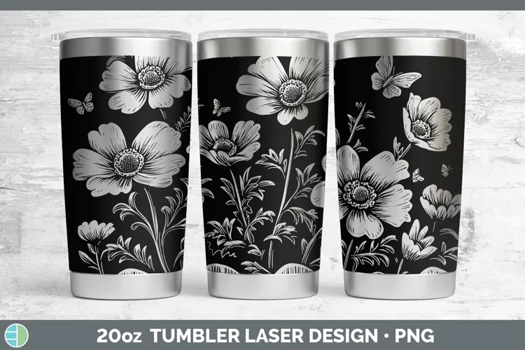 Cottage Flowers Anemone Laser 20oz Tumbler Sublimation Tumbl