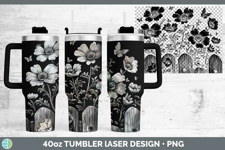 Cottage Flowers Anemone Laser 40oz Tumbler Sublimation Tumbl