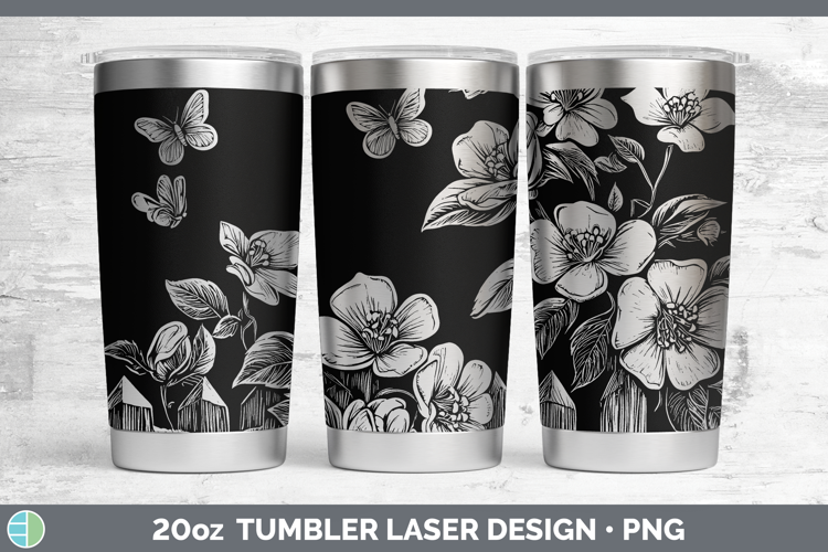 Cottage Flowers Apple Blossom Laser 20oz Tumbler Sublimation
