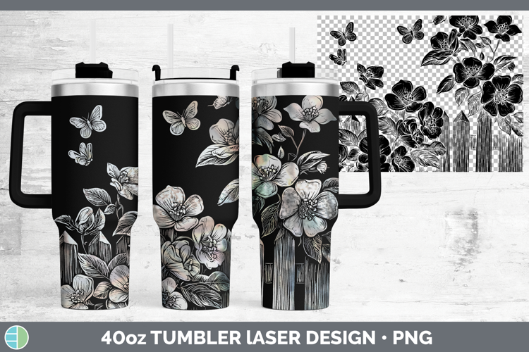 Cottage Flowers Apple Blossom Laser 40oz Tumbler Sublimation